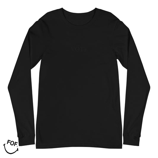 Embroidered Vote Long Sleeve - Black