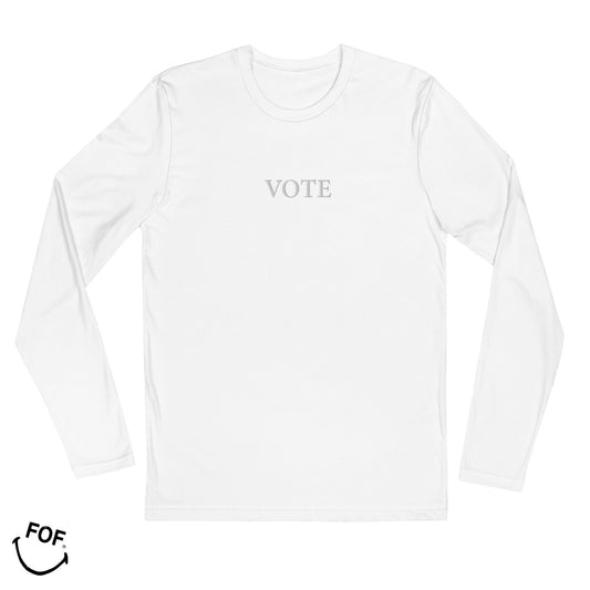 Embroidered Vote Long Sleeve - White